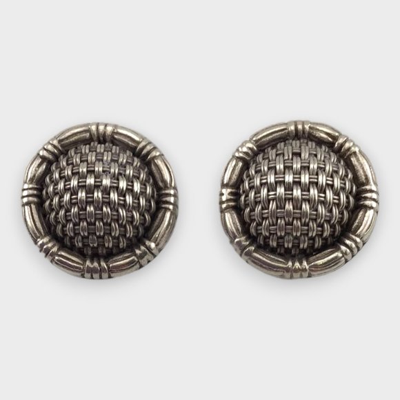Vintage John Hardy Basketweave Earrings 925 Sterling Silver Signed